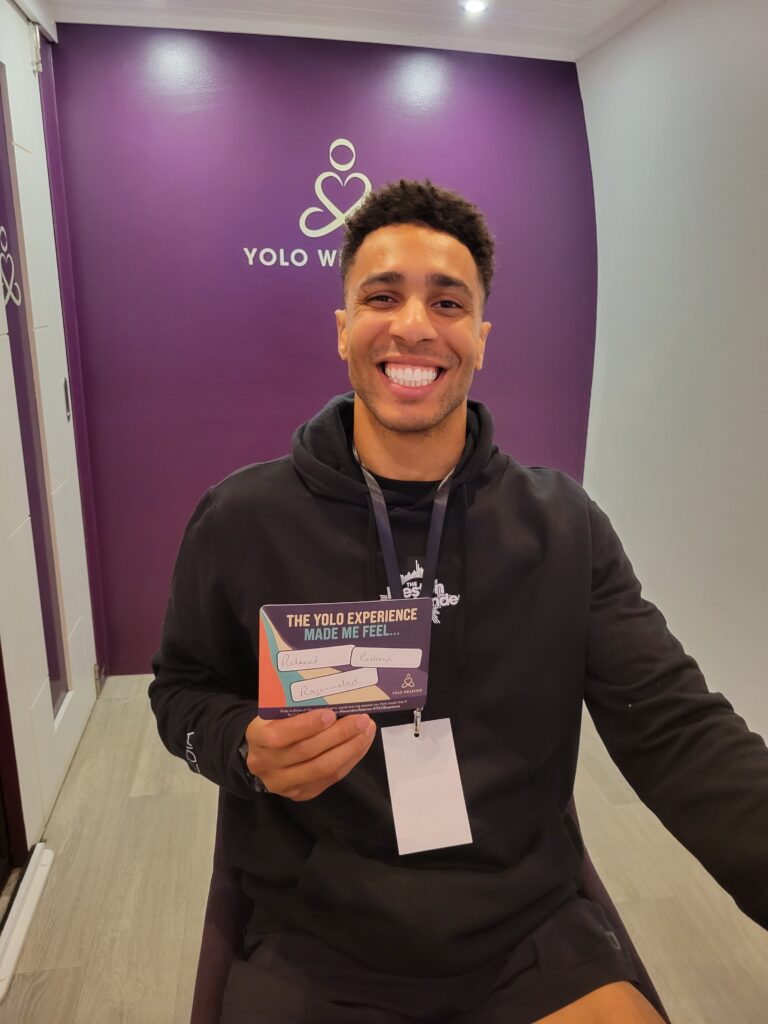 Street Monkeys team taking part in backstage wellbeing activities at the Preston Weekender with YOLO Wellbeing